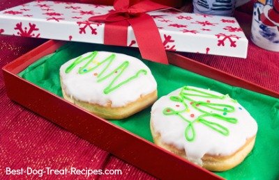 pretty red and white holiday dog treat packaging