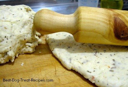 Rolling dough is part of how to make dog treats