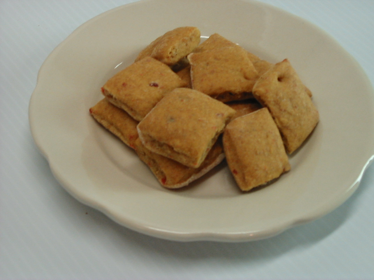 dog biscuits on a white plate